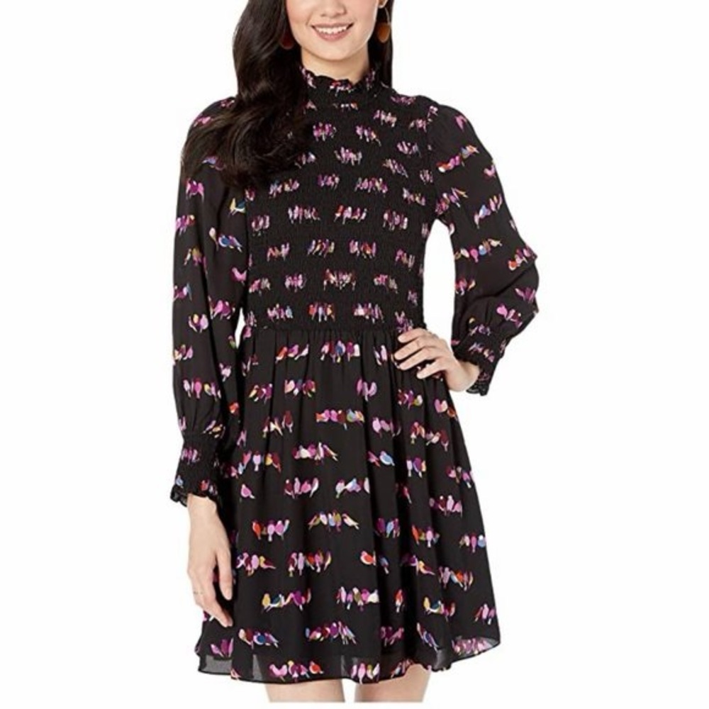 Kate spade lovebirds dress mock neck black dress size 6